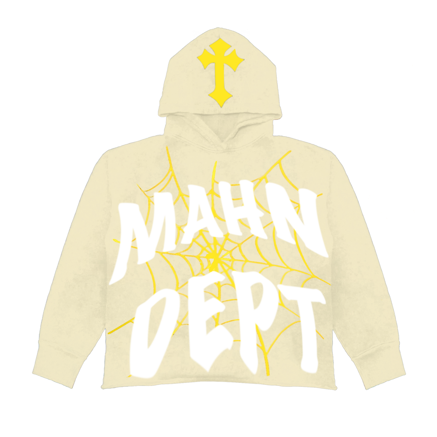 Mahn Dept Cropped Web Hoodie (Cream)