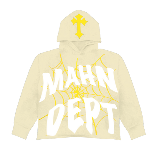 Mahn Dept Cropped Web Hoodie (Cream)